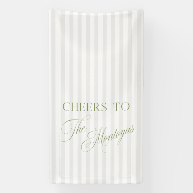 Lona Cheers to Sage Green & Beige Wedding Banner (Vertical)