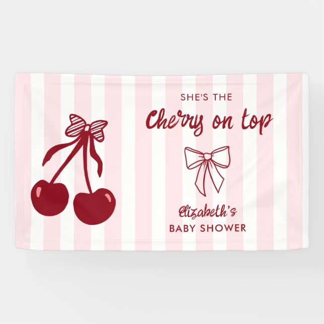 Lona Cherry Baby Shower Cherry on Top Coquette Bows (Horizontal)