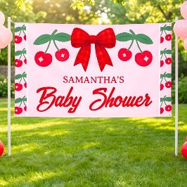 Lona Cherry Baby Shower Lazo de Gingham Rojo 