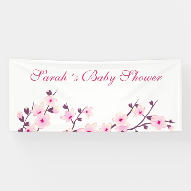 Lona Cherry Blossom Pink White Baby Shower (Horizontal)