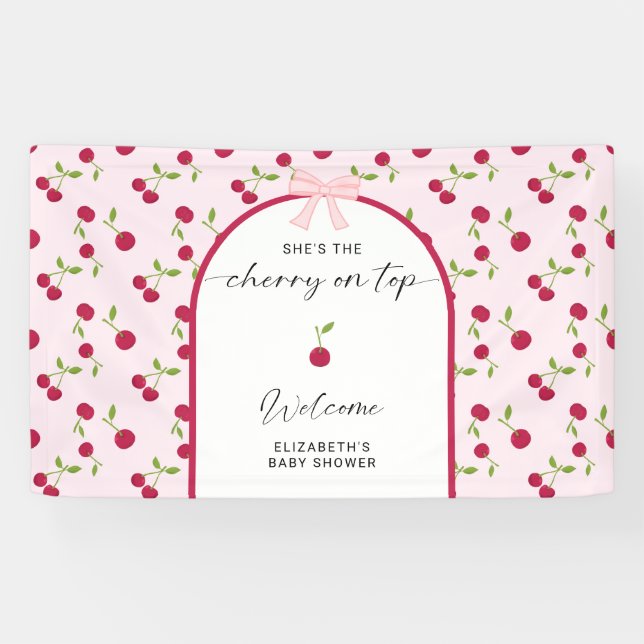 Lona Cherry On Top Baby Shower Coquette Welcome (Horizontal)