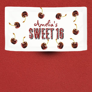 Lona Cherry Sweet 16 Fiesta personalizado