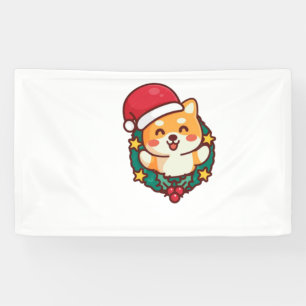 Lona Chiba chiba chiba inu sonriendo con Gorra navideño