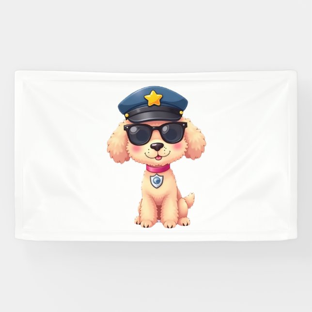 Lona Chibi Anime Policía Poodle Dog (Horizontal)