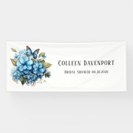 Lona Chic Azul Hortensia Floral Mariposa Ducha Nupcial