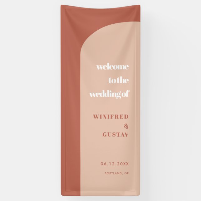 Lona Chic Peach Terracotta Arch Welcome to our Wedding (Vertical)