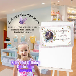 Lona Chica 1Cartel de la mariposa de cumpleaños