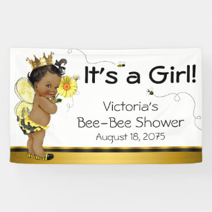 Lona Chica Afroamericana Cumpleaños Abeja Baño Para Beb