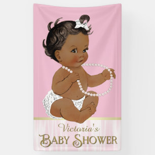 Lona Chica Afroamericana Cumpleaños Baby Shower Perla B