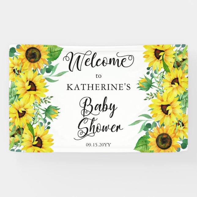 Lona Chica Baby Shower Boho Sunflowers | Eucalyptus (Horizontal)