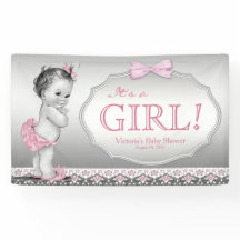 Chica Bebé Vintage Gris Rosa Baby Shower