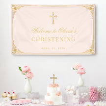 Chica Christening Pink Faux Gold Vintage Baptism