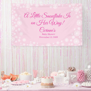 Lona Chica copo de nieve rosa baby shower