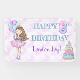 Lona Chica cumpleaños 8 Princesa Lavanda Turquesa