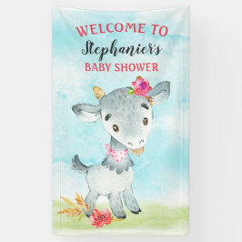 Lona Chica de acuarela Granja de Baby Shower de cabra