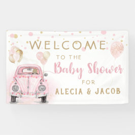 Lona Chica De Baby Shower Pink Gold Car