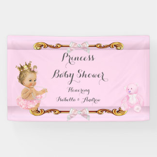 Lona Chica de banner Princesa Baby Shower Oro rosa