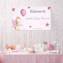 Chica de bienvenida rosa Baby Shower Dragon Party