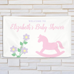 Lona Chica de Caballo de Balanza Rosa Baby Shower