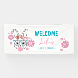 Lona Chica de conejo floral rosa Baby Shower personaliz