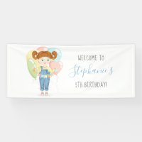 Chica de cumpleaños en Overalls Redhead