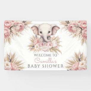 Lona Chica de elefante rosado lindo en Baby Shower
