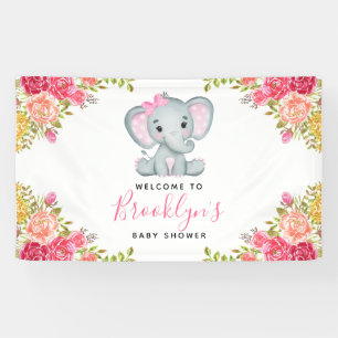 Lona Chica de elefantes florales Baby Shower