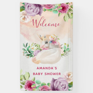 Lona Chica de flores de Ilustracion de unicornio