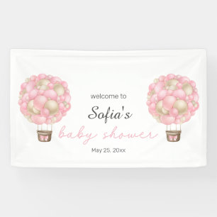 Lona Chica de globo aerostático rosa Baby Shower