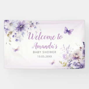 Lona Chica de mariposas Boho Purple Wildflower Baby Sho