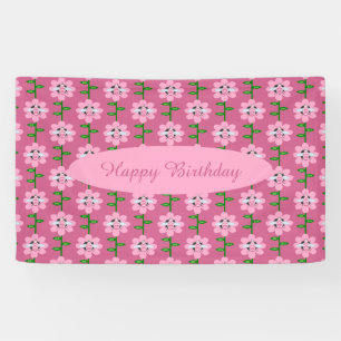 Lona Chica del Día de la Abeja Feliz cumpleaños Rosado 