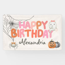 Lona Chica del partido de cumpleaños rosado de Cute Boo