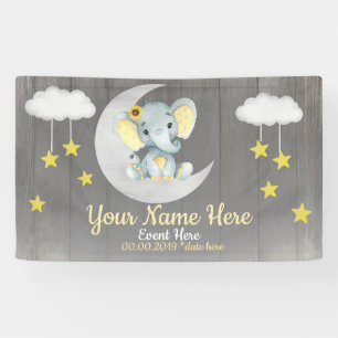 Lona Chica elefante Banner Sunflower Baby Shower