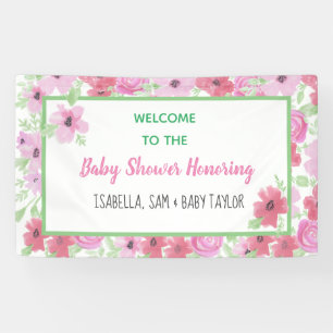 Lona Chica Floral de color de agua rosa Baby Shower