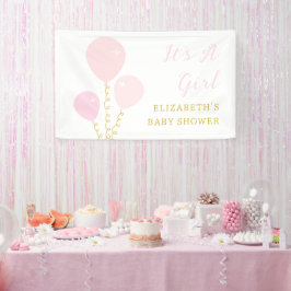 Lona Chica globos rosados Baby Shower