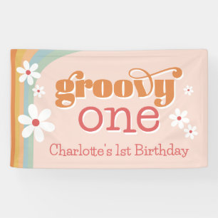 Lona Chica Groovy One Retro Daisies Primer cumpleaños