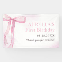 Chica Pink Bow primer Fiesta de cumpleaños