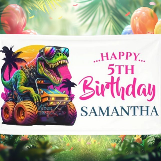 Lona CHICA PINK Dino Jurassic (Add a splash of fun to your space with the GIRL PINK Dino Jurassic Banner!)