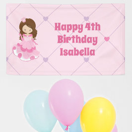 Lona Chica princesa linda Personalizado rosa niños feli