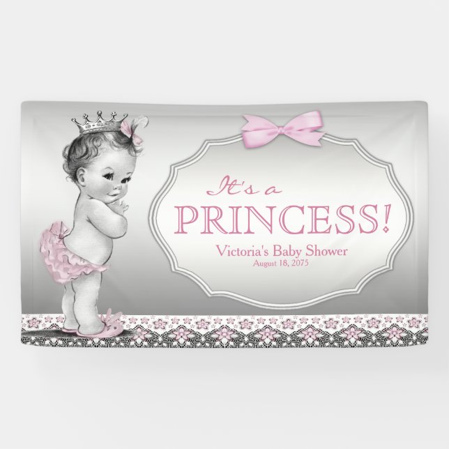 Lona Chica Princesa Vintage Baby Shower (Horizontal)