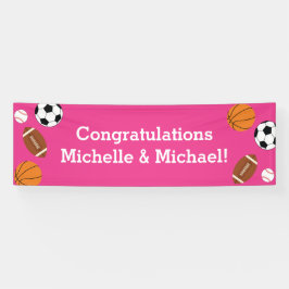 Lona Chica rosa de Baby Shower deportivo