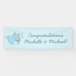 Lona Chica rosa de Cute Narwhal Baby Shower Kawaii