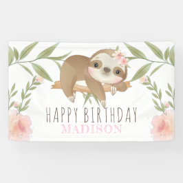 Lona Chica Sloth Feliz Cumpleaños Personalizado