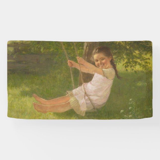Lona Chica sonriente en un Swing (infancia vintage) (Horizontal)