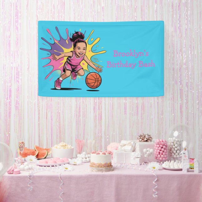 Lona Chicas de arte pop Baloncesto Cumpleaños Bash (Fiesta)