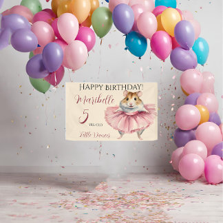 Lona Chicas de Ballerina Hamster Cumpleaños Personaliza