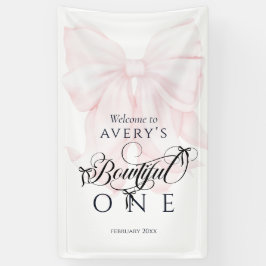 Lona Chicas de Bowtiful One First Birthday Pink Bow Fot