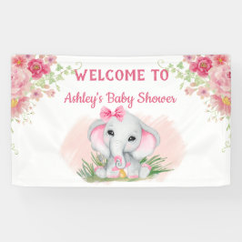 Lona Chicas Elefante Rosa Personalizado Floral Baby Sho