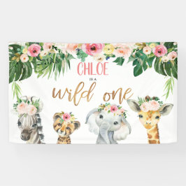 Lona Chicas Floral Foliage Safari Wild one Birday