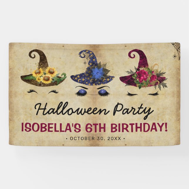 Lona Chicas Halloween ve a niños Fiesta de cumpleaños (Horizontal)